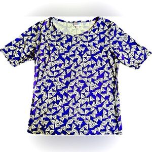 LuLaRoe Purple and White Paper Airplane Gigi Top